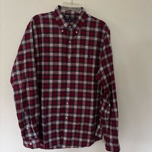 Ralph Lauren Polo Long Sleeve Tartan Plaid Red Shirt Mens LG 100% Cotton PERFECT